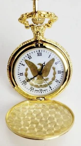 Goldfarbene Eagle USA patriotisch verzierte Taschenuhr mit Kette - SCHÖN! - Bild 1 von 7