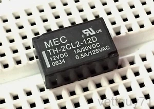 MEC TH-2CL2-12D DPDT Latching Relay, 12V, DIP, 1A 30VDC, 0.5A 125VAC, PCB - Picture 1 of 7