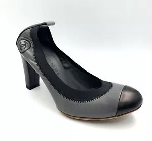 CHANEL Stretch Spirit Interlocking CC Logo Pumps Grey 35.5 US 5 Shoes Elastic - Picture 1 of 8