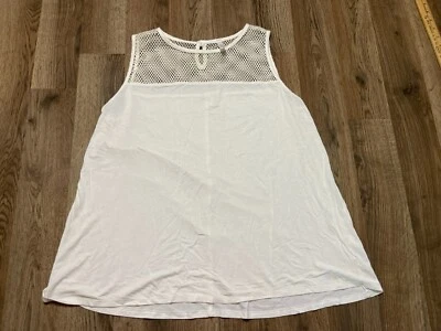 Camiseta sin mangas de lapislázuli, para mujer talla XL, blanca, sin mangas, parte de malla Foto 1 de 4