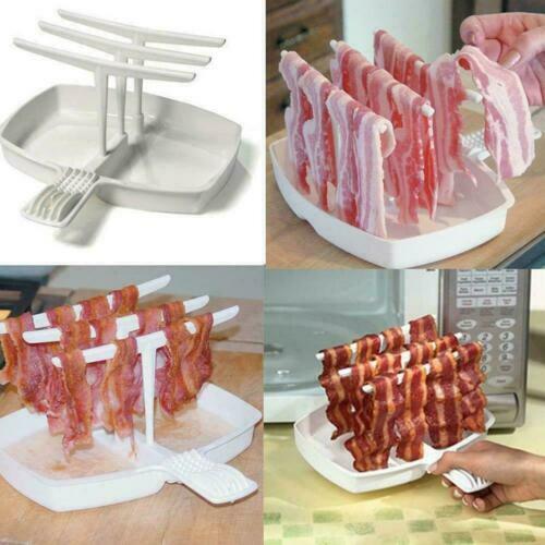 1pc, Microwave Bacon Cooker With Tray, Crispy Bacon Maker For Microwave,  Microwave Oven Baking Tray, Barbecue Machine Plate, Microwave Bacon Maker,  Mi