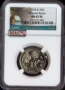 2018-D Pictured Rocks Quarter NGC MS67 PL Quality - Picture 1 of 2