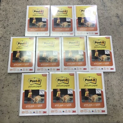 Post It 3M Lot Of 10 New Matte Print Peel Stick Picture Paper 4x6 25 Sheets Each - Image 1 of 4