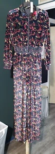 Alice + Olivia Danae ditzy floral print Smocked velvet jumpsuit SZ 4 Msrp $495 - Picture 1 of 8