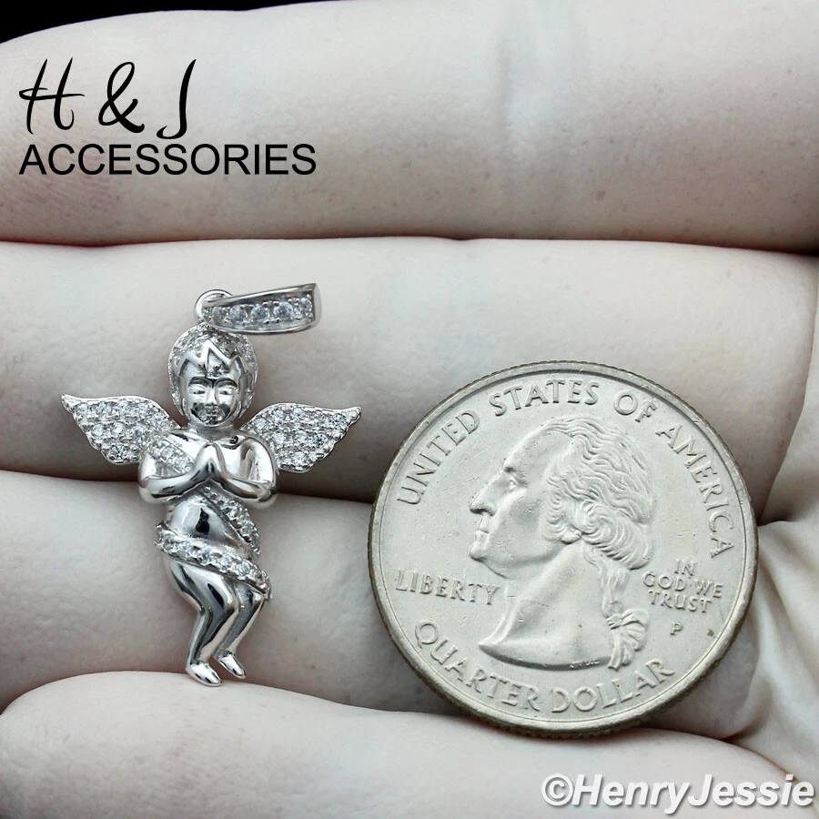 HOMBRE MUJER PLATA ESTERLINA 925 CIRCONITA CÚBICA PEQUEÑO ÁNGEL PLATA/ORO COLGANTE*ASP349 Foto 1 de 1