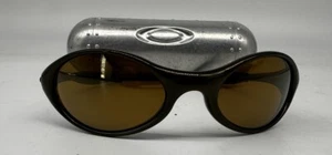 Oakley Eye Jacket Black Gold Frame Gold Iridium Lens With Metal Case - Picture 1 of 10