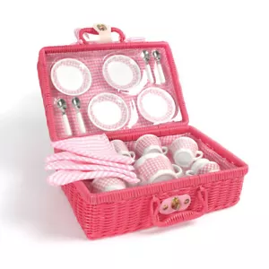 Juego de té de picnic Tidlo, incluye cesta efecto mimbre, platos tazas y más - Imagen 1 de 5