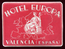 Espagne.Espana.vignette publicité ancienne " Hôtel EUROPA " Valencia