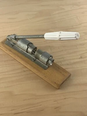 Vtg Adjustable Mechanical Lever Action Nut Cracker Kitchen Tools Oak Wood Base,  - Image 1 of 4