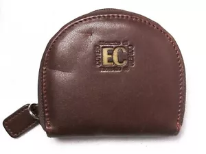 RECHERCHE DI ENRICO COVERI Cuero Marrón con Cremallera Portamonedas Cartera Cartera - Imagen 1 de 7