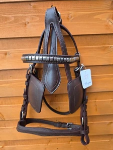Premium Brown Leather Horse Harness Bridle With Silver Fittings And Havana Style - Picture 1 of 6