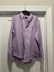 Camisa informal de manga larga para hombre Polo Ralph Lauren púrpura mezcla de lino talla grande - Imagen 1 de 4