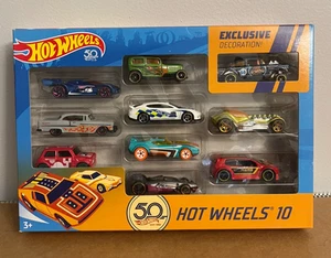 2018 Mattel Hot Wheels 50th Anniversary Amazon Exclusive 10 Pack w/ '55 Gasser - Picture 1 of 1