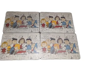 Peanuts Gang Place Mats  Rare Set Of 4 Charlie Brown Snoopy  - Picture 1 of 8
