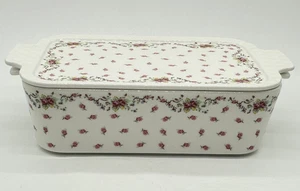 Grace's Pantry 11 3/4 Portion Backen Auflaufform Tablett Deckel Floral Pfingstrose Rose - Bild 1 von 9