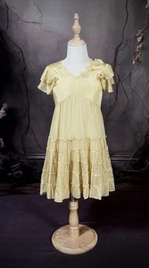 Child’s Vintage 1930s Girls Yellow Crepe De Chine Silk Dress size 5/6 - Picture 1 of 4
