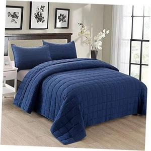 Quilts Twin Size Bedding Sets Navy Blue Bedspread Soft Pre-Washed Quilt - Picture 1 of 7