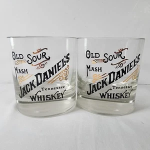 Jack Daniels Old Sour Mash Tennessee Whiskey Lowball Glasses (set of 2) *Read* - Picture 1 of 5