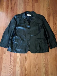 Damen Jones Of New York Blk Lederjacke/weiße Nähte. Größe 22 - Bild 1 von 9