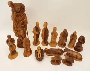 Vintage handgeschnitzte Holz Krippe 15 Stück - Bild 1 von 18
