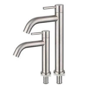 Nuevo grifo de lavabo de hotel grifo de fregadero frío individual 1 pieza acero - Imagen 1 de 29
