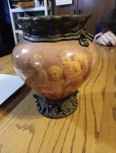 Vintage Keramik Decoupage Vase 8" mit Cherubs - Bild 1 von 15