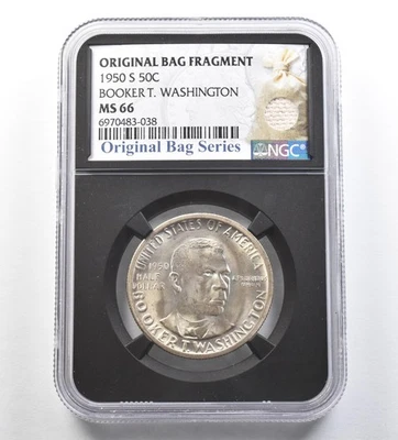 1950-S Booker T Washington Half Dollar Original Bag Fragment MS66 NGC *7136 - Image 1 of 3