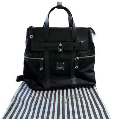 Henri Bendel Jetsetter Three Way Tote/Shoulder/Backpack Black Nylon Leather - Image 1 of 4