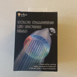 Brilliant Ideas RGB Multi-Color Changing LED Shower Head, Hydro-Powered NEW BOX - Picture 1 of 7