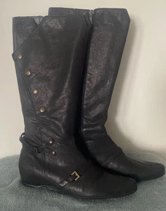 flache Leder Stiefel, Gr. 40, v. Dansi, schwarz, guter Zustand - Bild 1 von 9