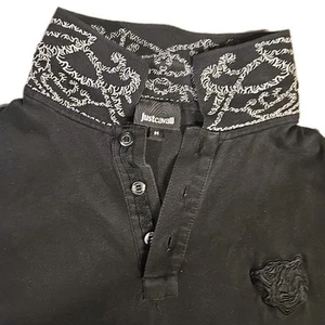 Just Cavalli Polo Black Logo VGC Quality Collar Great Pre-owned Free Postage - Picture 1 of 10