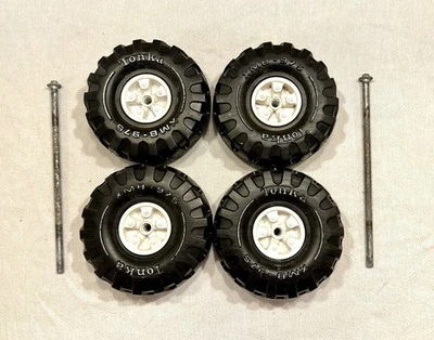 Set (4) 1970's Mighty Tonka XMB-975 Wheels w/ White Hubs Original Parts - Image 1 of 4