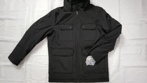 NEW MICHAEL KORS MEN'S SOFT SHELL FULL ZIP BLACK HOODED JACKET SIZE M - Picture 1 of 4