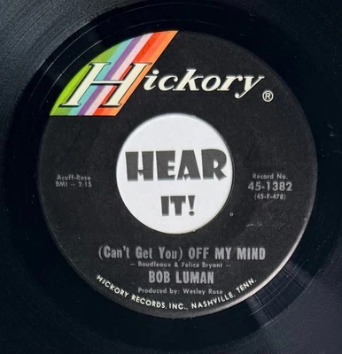 Hot Swamp Rockabilly Fuzz Country 45 BOB LUMAN Poor Boy / I Cant Get You HICKORY - Image 1 of 3