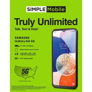 New Simple Mobile A14 5G 64GB with Free $50 Unlimited Plan.(new Account Only) - Picture 1 of 2