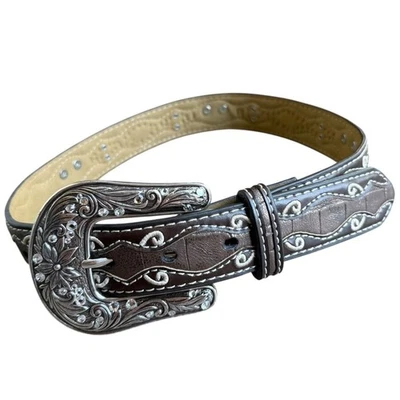 Пояс Ariat размер 22 девочки дети вестерн ослепительный коричневый крест - Изображение 1 из 4