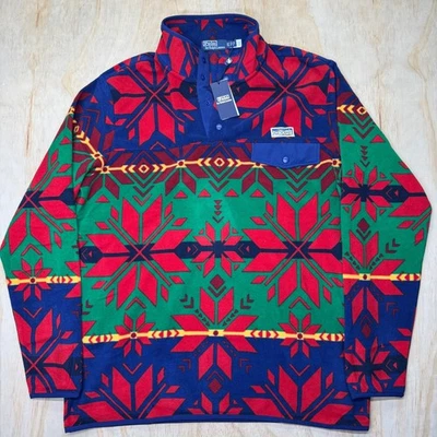 NEW Polo Ralph Lauren Mens Geometric-Print Fleece Snap Mockneck Pullover XL TALL - Image 1 of 4