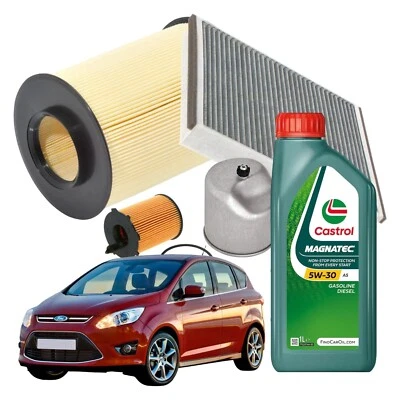 Kit Tagliando Ford C-max II 1.6 Tdci 115cv 85kw + 4lt Castrol Magnatec 5w30 A5 - Bild 1 von 4
