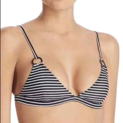 ¡NUEVO CON ETIQUETAS! Mikoh Mujer Talla L Ponzu Anillos O Pullover Triángulo Bikini Top Rayas Foto 1 de 4