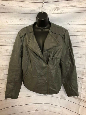 Apt. 9 Women's Faux Leather Jacket Gray Motorcycle Size L Large - Image 1 of 4