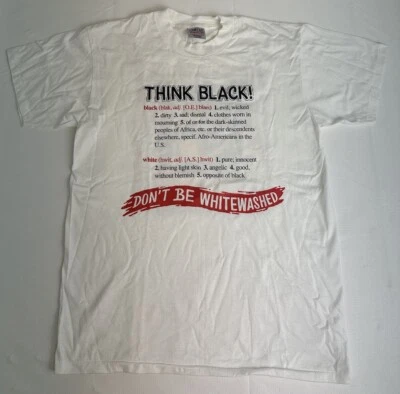 Camiseta vintage años 90 puntada única afroamericana Think negra grande 2 caras Foto 1 de 4
