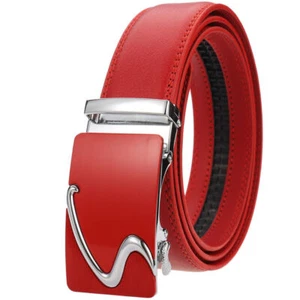 Hot Sale Men's Multicolor Leather Belt Automatic Buckle Belt Ratchet Strap Jeans - Picture 1 of 6