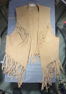 Chaleco 100% Vintage Cuero Borla Estilo Hippy Chaleco Hecho en EE. UU. - Damas Medium  - Imagen 1 de 14