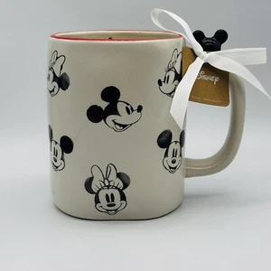 Taza Rae Dunn Disney Retro Mickey & Minnie Mouse FELIZ con Mickey en el mango NUEVA - Imagen 1 de 7