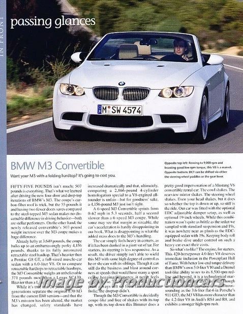 2008 2009 BMW M3 Convertible Original Car Review Print Article J710 Foto 1 de 2