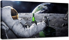 Astronaut Canvas Wall Art Pictures - Spaceman Have A Rest On Moon Wall Decoratio