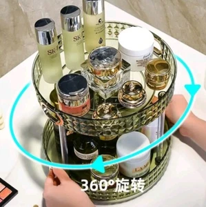  Organizador de maquillaje giratorio 360 de 2 niveles para tocador, encimera de baño... - Imagen 1 de 4