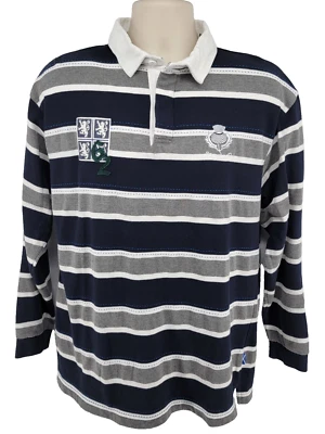 Camisa polo masculina Rugby Nations Escócia tamanho M manga longa listrada cinza - Imagem 1 de 4