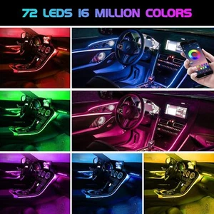 4PCS 72 LED Car Interior USB Music Light Lights Strip Wireless IR Remote Control - Picture 1 of 3