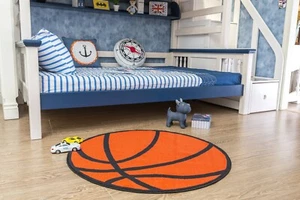 6'6" Round Basketball Shape Round Kids Play Area Rug Anti Skid Backing - 725 - Picture 1 of 9